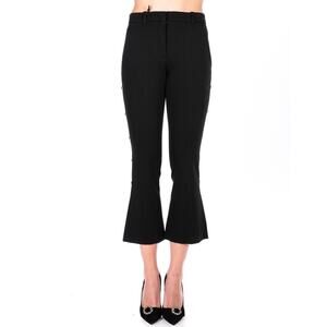 Pinko Wool Crop Kick Flare Pant With Gold Button Detail Size 38 IT 2 US